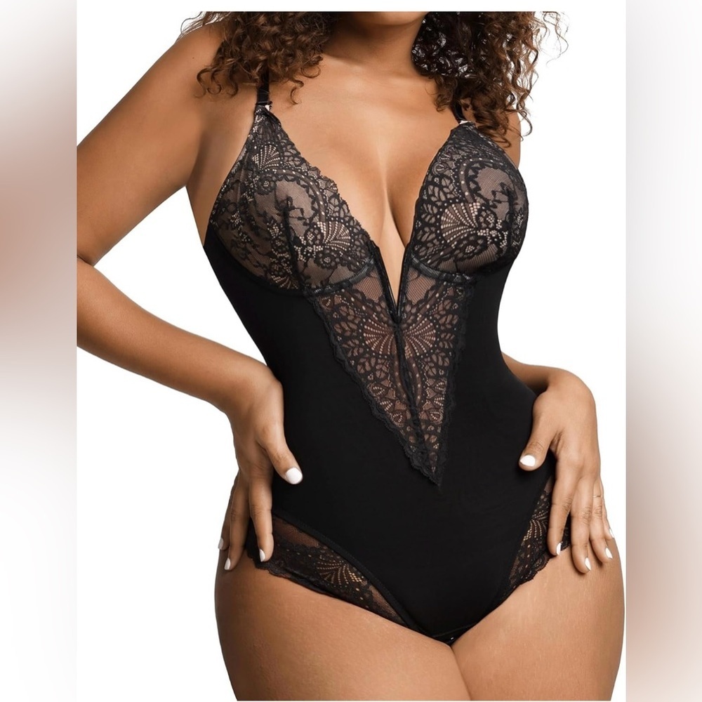 NWT Popilush The Shapewear Bodysuit Tummy Control Lace Corset Tops
